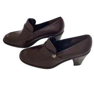 Banana Republic Shoes Women Sz 10 Brown Loafers Chunky Heel Y2K‎ 90's Leather